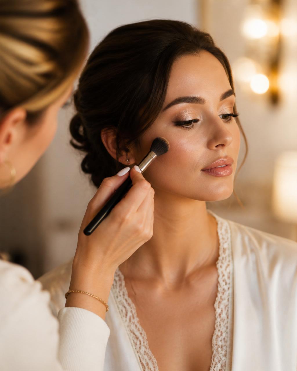 Feines Bridal-Make-up mit natürlichem Glow