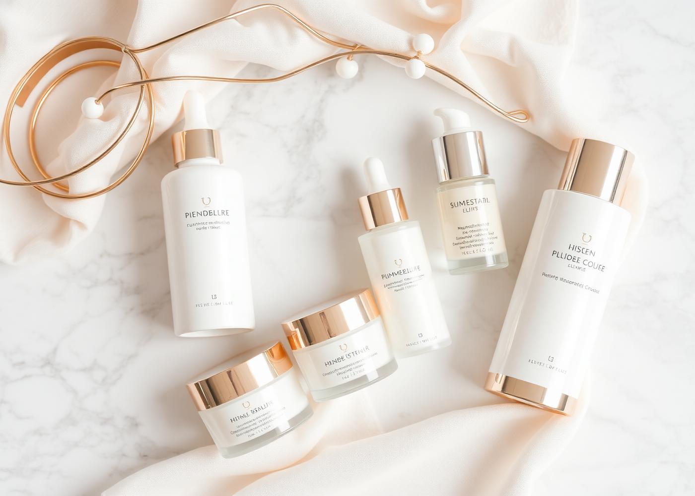Ausgewählte Beauty-Produkte im hochwertigen Flatlay